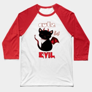 Halloween Devil Cat Cute but Evil Baseball T-Shirt